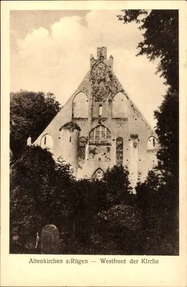 Ak Altenkirchen Insel Rügen in der Ostsee, Westfront der Kirche