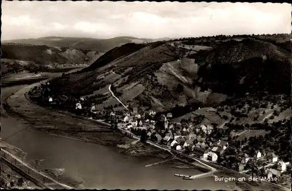 Ak Burgen an der Mosel, Panorama