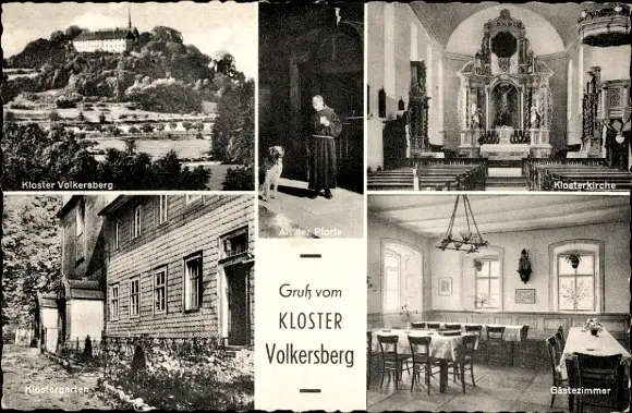 Ak Bad Brückenau im Sinntal Unterfranken, Kloster Volkersberg, Klosterkirche, Gästezimmer
