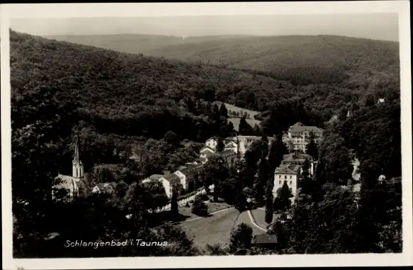 Ak Schlangenbad im Taunus Hessen, Blick v. Wilhelmsfelsen, Panorama vom Ort