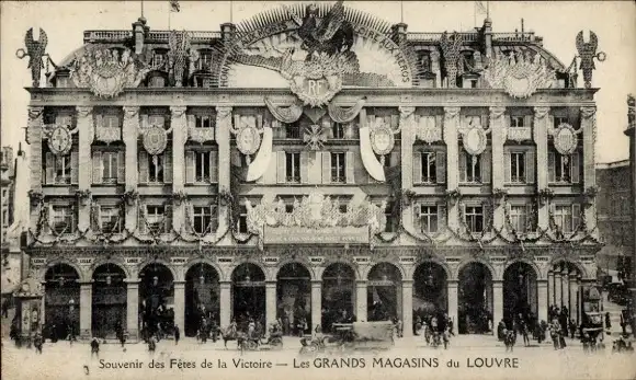 Ak Paris, Les Grands Magasins du Louvre, Fêtes de la Victoire