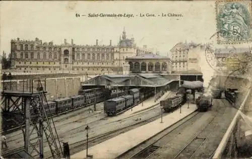 Ak Saint Germain et Laye Yvelines, Bahnhof, Schloss