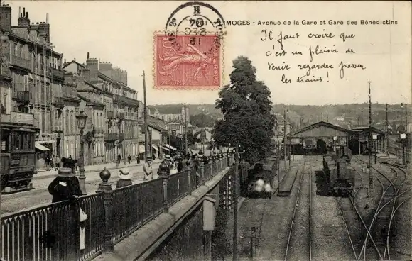 Ak Limoges Haute Vienne, Avenue de la Gare, Gare des Benedictins