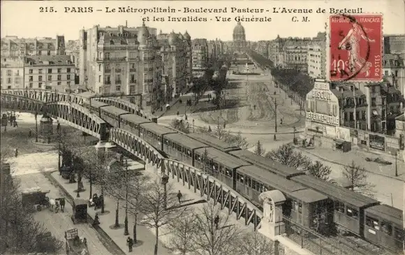 Ak Paris VII, Avenue de Breteuil el les Invalides, Metropolitain, Boulevard Pasteur
