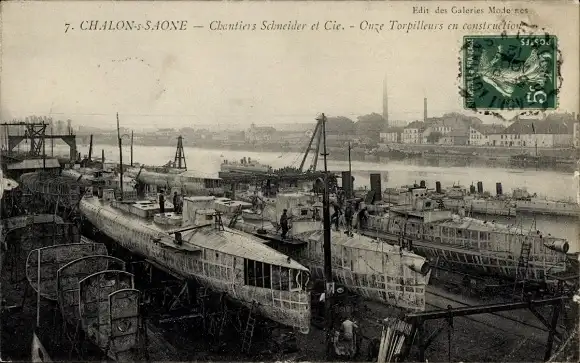 Ak Chalon sur Saône Saône et Loire, Werften Schneider et Cie, Torpedoboote