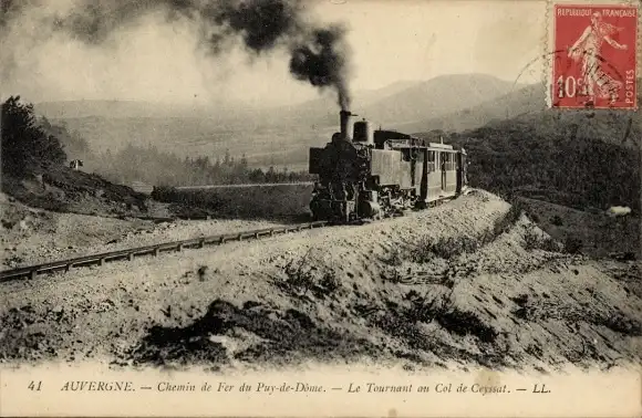 Ak Auvergne Puy de Dôme, Bahn, Tournaut bis Col de Ceyssat