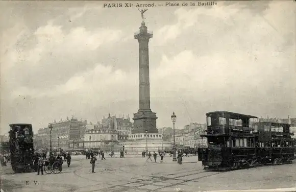 Ak Paris XI, Place de la Bastille, Julisäule