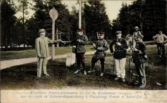 Ak Saint Dié des Vosges, deutsch-französische Grenze am Col du Bonhomme