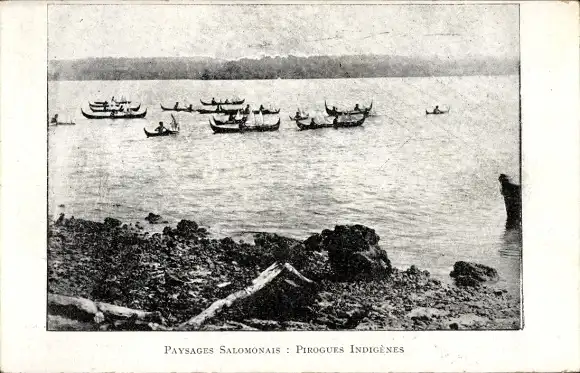 Ak Salomonen Ozeanien, Einheimische in Booten