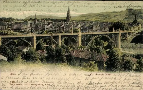 Ak Bern Stadt Schweiz, Kornhausbrücke