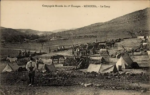 Ak Menouna Algerien, Compagnie Montee du 1er Etranger, Le Camp