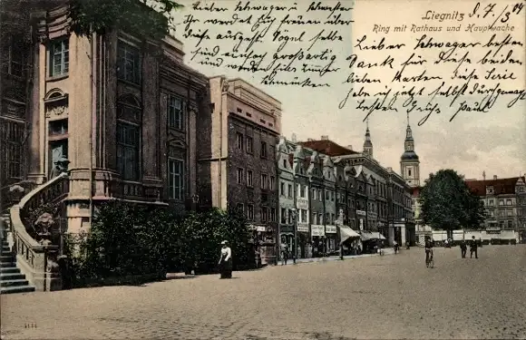 Ak Legnica Liegnitz Schlesien, Ring, Rathaus, Hauptwache