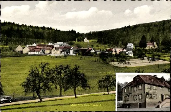 Ak Mauloff Weilrod im Taunus, Totalansicht, Gasthaus und Pension Zur Rose