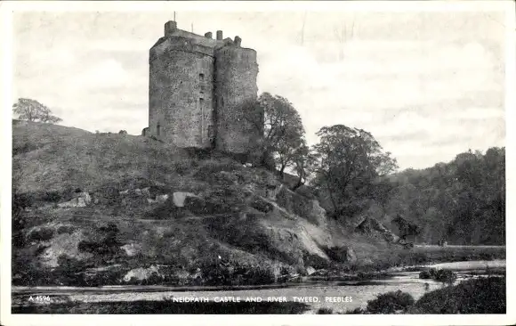 Ak Peebles Schottland, Neidpath-Castle, River Tweed