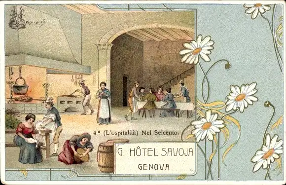 Künstler Litho Genova Genua Liguria, Hotel Savoja, 4a L'ospitalità, Nel Seicento