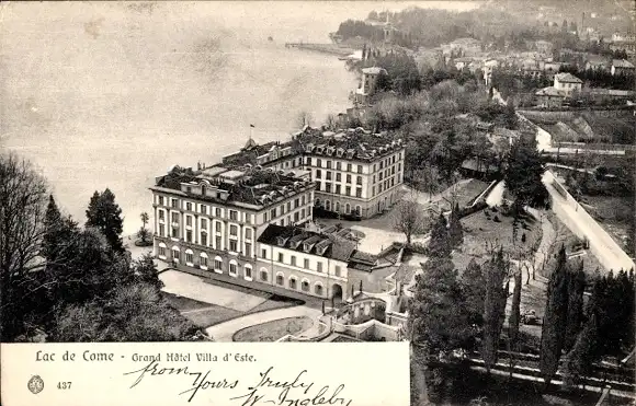 Ak Cernobbio Lago di Como Lombardia, Grand Hotel Villa d’Este, Luftbild