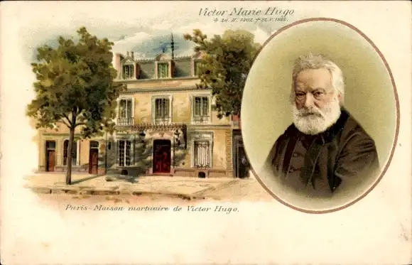 Litho Paris, Leichenhalle von Victor Hugo, Porträt