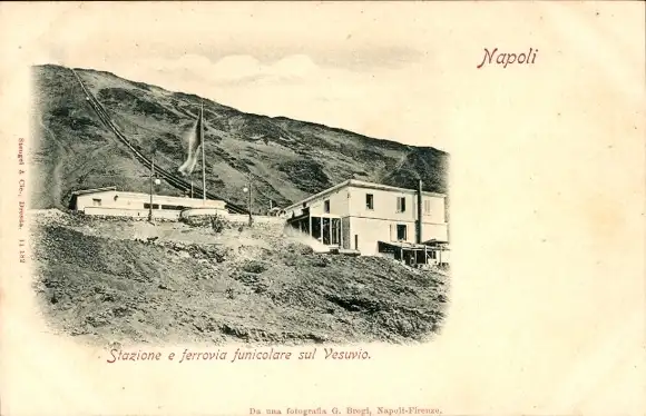 Ak Napoli Neapel Campania, Stazione e ferrovia funicolare sul Vesuvio
