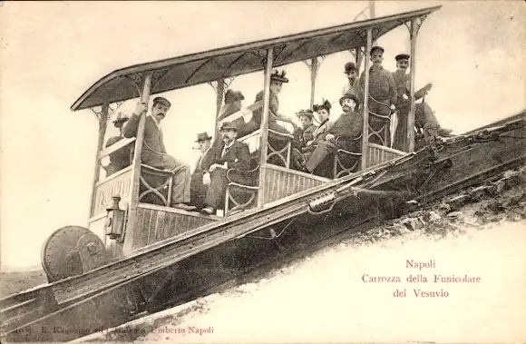 Ak Napoli Neapel Campania, Carrezza della funicolare del Vesuvio