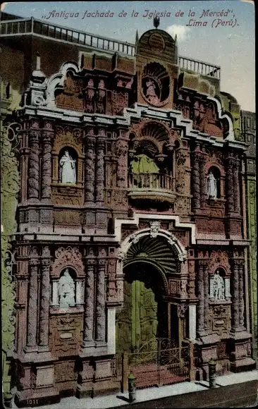 Ak Lima Peru, Antigua fachada de la Iglesia de la Merced