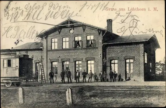 Ak Lübtheen in Mecklenburg, Bahnhof, Gleisseite, Eisenbahn