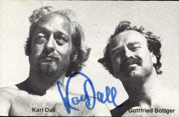 Ak Komponist Gottfried Böttger, Komiker und Fernsehmoderator Karl Dall, Autogramm