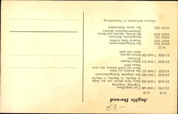 Ak Sängerin und Schauspielerin Angèle Durand, Portrait, Autogramm