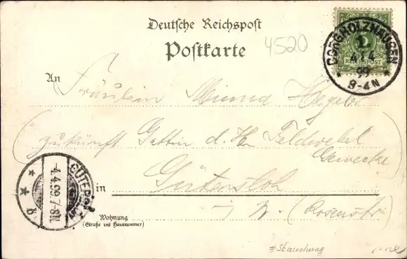 Litho Neuenkirchen Melle in Niedersachsen, Totalansicht, Gut Königsbrück, Schule, Kirche