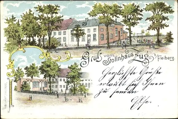 Litho Zug Freiberg in Sachsen, Gasthaus Stollnhaus