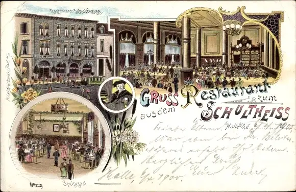 Litho Halle an der Saale, Restaurant zum Schultheiß, Speisesaal