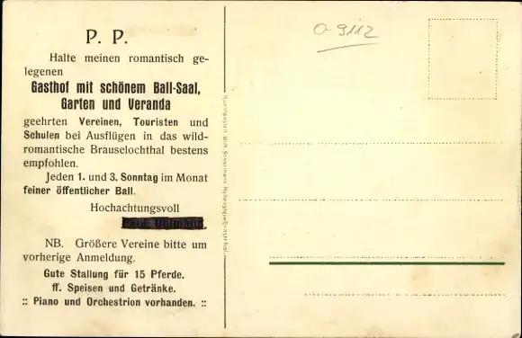 Litho Heiersdorf Burgstädt in Sachsen, Gasthof Gute Quelle, Brauselochtal