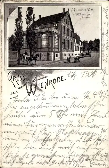 Litho Wienrode Blankenburg am Harz, Gasthaus zur grünen Kanne