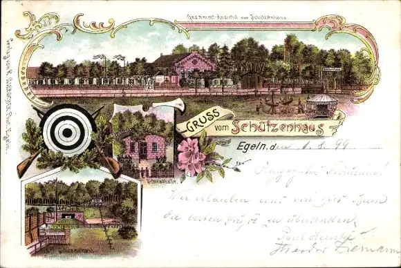 Litho Egeln im Salzlandkreis, Schützenhaus, Schießhalle