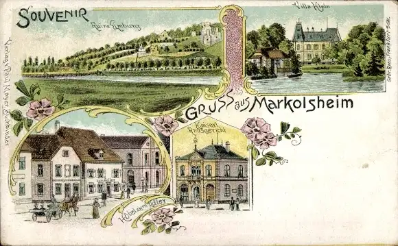 Litho Marckolsheim Markolsheim Elsass Bas Rhin, Hotel zum Adler, Villa Klein, Limburg, Amtsgericht