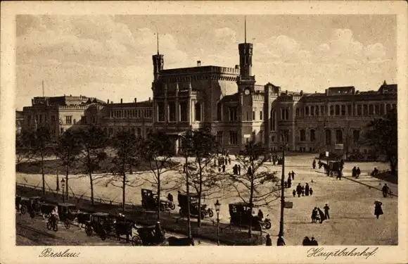 Ak Wrocław Breslau Schlesien, Hauptbahnhof