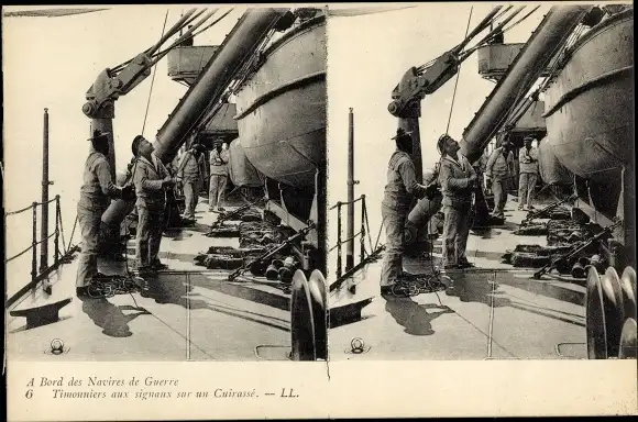 Stereo Ak Französisches Kriegsschiff, Cuirasse, Timoniers aux signaux