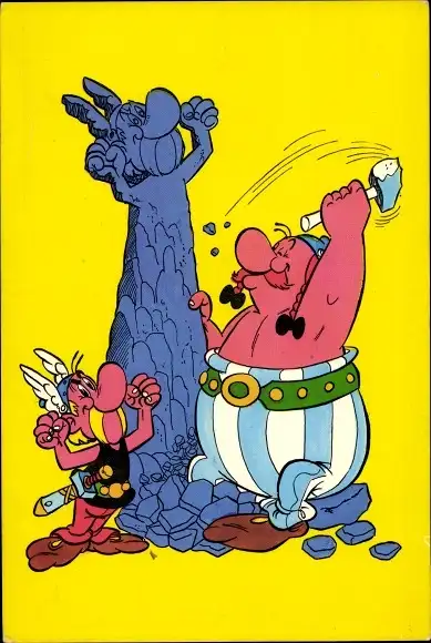 Künstler Ak Asterix und Obelix, Comix, Gallier, Hinkelstein