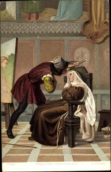 Künstler Ak Castagnola, G., Filippo Lippi und Nonne Lucrezia Buti