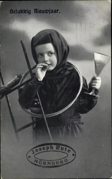 Ak Glückwunsch Neujahr, Kind als Schornsteinfeger