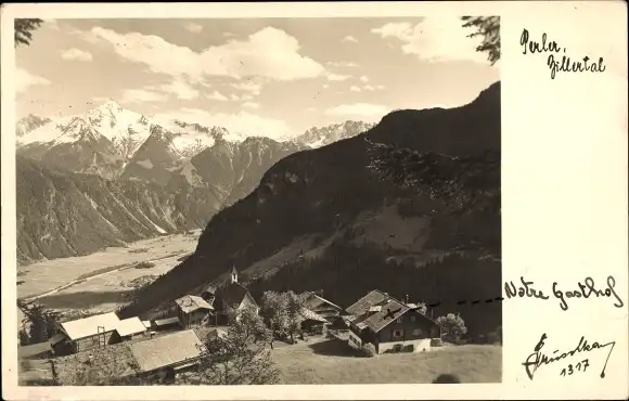 Ak Zillertal Tirol, Teilansicht mit Gasthof
