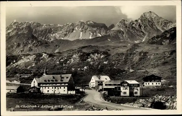 Ak St Christoph am Arlberg Tirol, Teilansicht mit Valluga