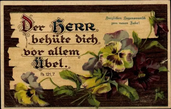 Ak Glückwunsch Neujahr, Der Herr behüte dich vor allem Übel, Ps. 121 7