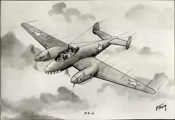 Künstler Ak Russisches Militärflugzeug PE-2