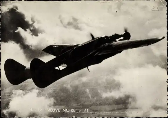 Ak Französisches Militärflugzeug Veuve Noire P61
