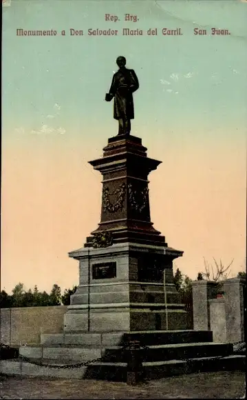 Ak San Juan Argentinien, Don Salvador Maria del Carril Denkmal