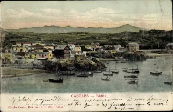 Ak Cascaes Cascais Portugal, Bahia, Blick auf Ort