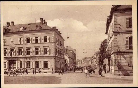 Ak Mulhouse Mülhausen Elsass Haut Rhin, Jung-Tor, Kolmarer Straße, Soldatenheim