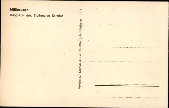 Ak Mulhouse Mülhausen Elsass Haut Rhin, Jung-Tor, Kolmarer Straße, Soldatenheim