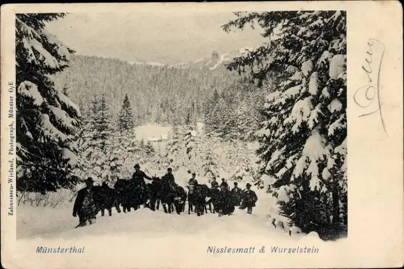 Ak Mühlbach im Münsterthal Muhlbach sur Munster Elsass Haut Rhin, Nisslesmatt, Wurselstein