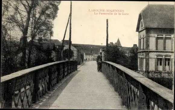 Ak Laroche Migennes Yonne, La Passerelle de la Gare